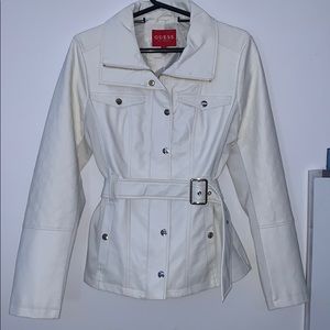 GUESS White Faux-leather Moto jacket